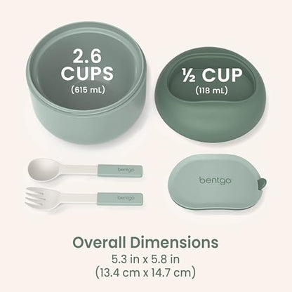 Bentgo Bowl - Insulated Leak-Resistant Bowl with Collapsible Utensils, Snack Compartment and Improved Easy-Grip Design for On-the-Go - Holds Soup, Rice, Cereal & More - BPA-Free, 21.2 oz (Khaki Green) - color: Khaki Green