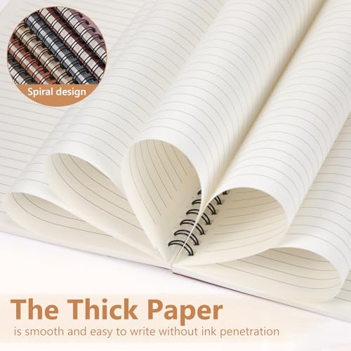 Fuutreo 6 Pack B5 Spiral Notebooks 10.5 x 7.45 Inch College Ruled Aesthetic Journal Kraft Hardcover 70 Sheets (140 Pages) Spiral Notebook for Office Students Work Journaling(Aesthetic,Hot Stamping) - color: Aesthetic