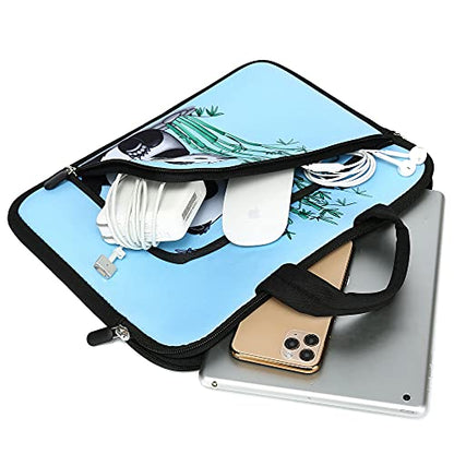 11.6" 12.2 inches Laptop Sleeve Chromebook Case Ultrabook Case Notebook PC Messenger Bag Tablet Neoprene Handle Sleeve for Adult Men Women, Two Pockets (Panda & Bamboo) - color: Panda & Bamboo