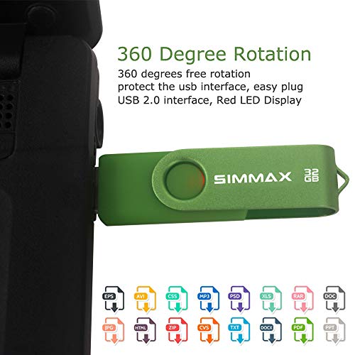 SIMMAX USB Flash Drives 2 Pack 32GB Memory Stick Swivel Design USB 2.0 Flash Drive Thumb Drive Zip Drives (32GB Blue Green) - color: 32GB 2Pack Blue Green, size: 32GB
