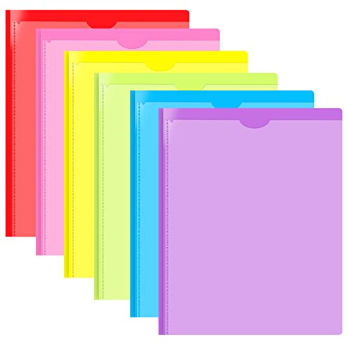 Heavy Duty Plastic Folder with Clear Front Pocket and Prongs -6 Pack, Assorted Colors 3 Prong Folders with Pockets and Card Slot for Letter Size Paper - size: 6, style: Heavy Duty 2 Pockets with 3 Prongs