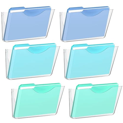 SUPEASY Clear Acrylic Wall File Organizer, One-Piece Wall Mount File Holder for Mail Magazines Letter Size Folders, Single Pocket for Office, Home or Classroom, 6 Pack Screws Not Included - size: 6 Pack