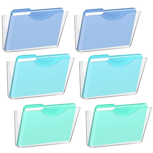SUPEASY Clear Acrylic Wall File Organizer, One-Piece Wall Mount File Holder for Mail Magazines Letter Size Folders, Single Pocket for Office, Home or Classroom, 6 Pack Screws Not Included - size: 6 Pack