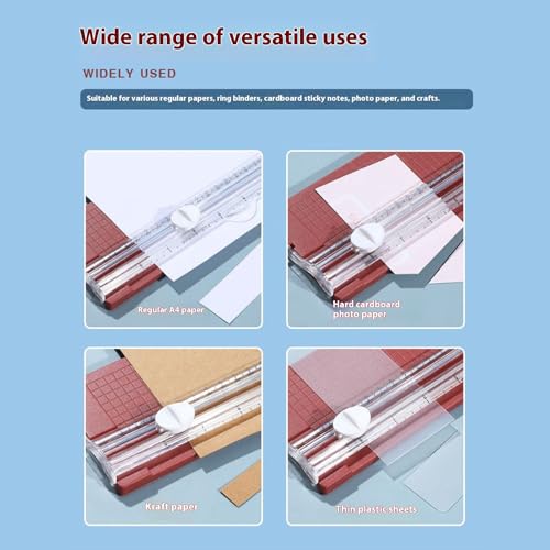 Paper Cutter Slider 10.5 Inch Precision Straight Slider | with Side Ruler Cardstock Cutter for Photo Cardstock Label Crafting Scrapbooking Supplies - color: Red