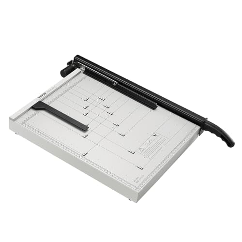 VEVOR Paper Cutter, 18 in Cut Length Guillotine Trimmer, 15-Sheet Capacity, Heavy-Duty Paper Cutter with Security Guard Rail/Blade Lock, Paper Trimmer for Cardstock, Cardboard, Home, Office & School