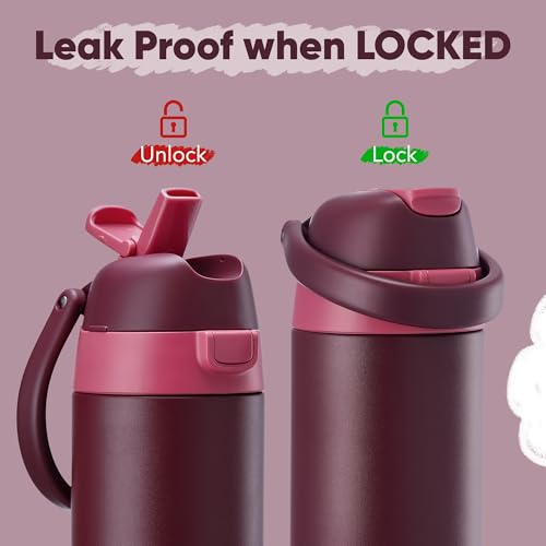 Fijinhom 12 oz Toddler Water Bottle with 2-in-1 Lid, 304 Stainless Steel Insulated Bottle, Kids Water Bottle for School Boys Girls, Leak-Proof Great for Sport, Travel & Gift, Red - color: Red