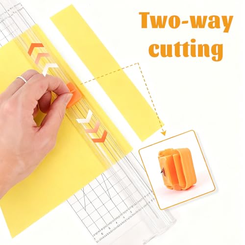 Paper Cutter Slider Small,14” Two-Way Paper Trimmer Built-in Measuring Tape