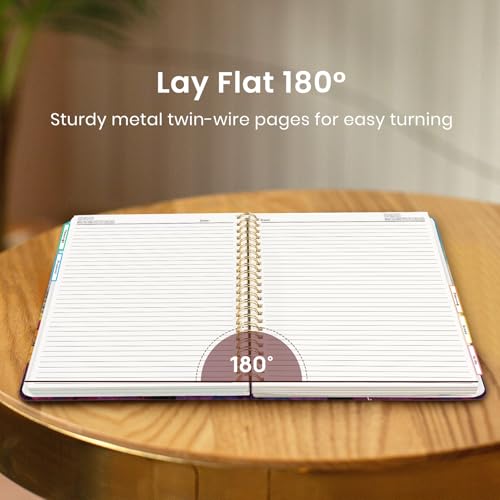 Large Spiral Lined Notebook for Work with Dividers & Tabs, 8.5"x11" Hardcover 5 Subject Notebook, College Ruled, 280 Pages, Tulip Fields - color: K - Tulip Fields