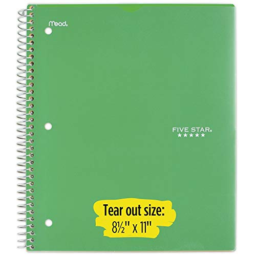 Five Star Spiral Notebook, 1 Subject, College Ruled Paper, 100 Sheets, 11" x 8-1/2" Sheet Size, Customizable Cover, Lime (73822) - color: 12 Lime
