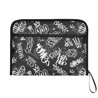 Hip-hop Graffiti Rap Music File Folders,Plastic Folders with 13 Pockets,Expandable File Folder for Documents School Students Office,Aesthetic Folder with Labels A4 Letter Size - color: Multi 21
