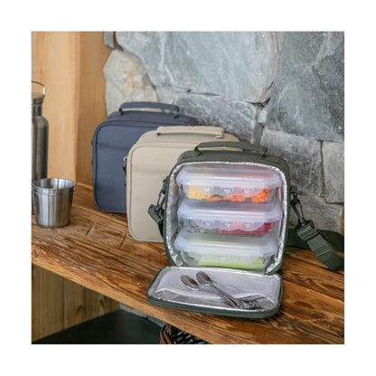 Livoo SEP151C Lunch Box Set - 4.5 L, 3 Boxes of 580 ml Included, 6 Hours Fresh, Polyester 600D, Dishwasher Safe, Microwave and Freezer, Green
