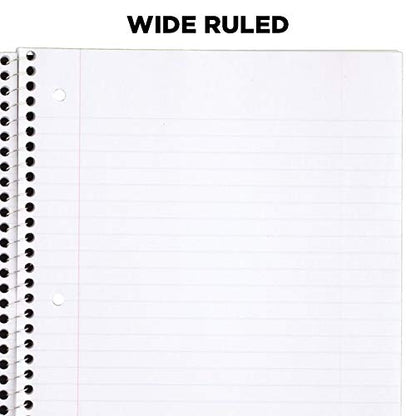 Mead Spiral Notebooks, 1 Subject, Wide Ruled Paper, 70 Sheets, 10-1/2 x 7-1/2 inches, Blue, 4 Pack (38400) - color: Blue, size: Pack of 4