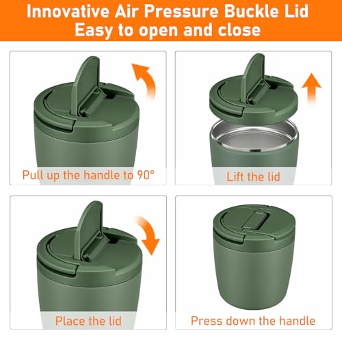 wiwens 40oz Insulated Lunch Containers for Adults Soup Thermo for Hot Food | Leak Proof Wide Mouth Vacuum Stainless Steel Thermal Jar Bento Box with Buckle Lid and Spoon - color: Green