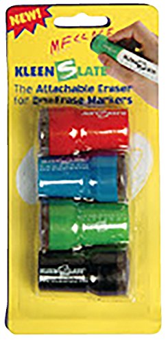 Kleenslate Concepts LLC. Kleenslate Attachable Erasers for Large Barrel Dry Erase Markers Whiteboard Accessories 4 Count (Pack of 1)