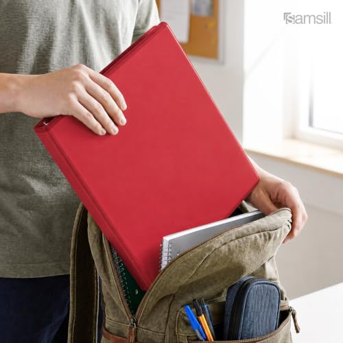 Samsill 0.5 Inch 3 Ring Binders, Economy Round Ring, Clear View Cover, 100 Sheet Capacity - for School, Home, Office - Red, 12 Pack - color: Red, size: 12-Pack, style: 0.5-Inch