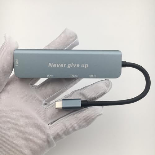 Valpha Type C to USB 2.0 and 3.0 hub TF/SD Card Reader high Speed Extender Dock (5 in 1) Converter with Laser Carving Never give up