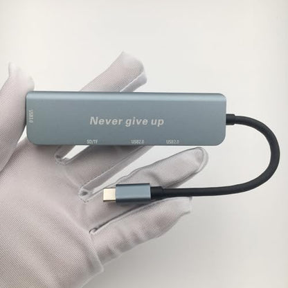 Valpha Type C to USB 2.0 and 3.0 hub TF/SD Card Reader high Speed Extender Dock (5 in 1) Converter with Laser Carving Never give up