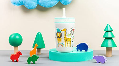 Zak Designs Kelso Toddler Cups For Travel or At Home, 12oz Vacuum Insulated Stainless Steel Sippy Cup With Leak-Proof Design is Perfect For Kids (Safari) - color: Safari