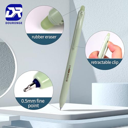 12-Pack Erasable Gel Pens, 0.5mm Fine Tip, Quick Dry Blue Ink, Easily Erase, Smooth Writing, No Smudge, Click Design - Perfect for Journaling, Note-taking, Work, School, Study, and Gift Giving - style: blue ink