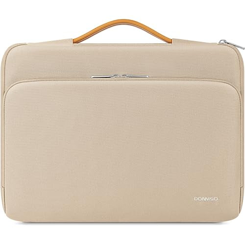 DOMISO 360 Protective Laptop Sleeve 15.6 inch Laptop Case with Handle Laptop Carrying Case for 15 inch MacBook Air/Pro Laptop Case 15.6 inch Compatible with MacBook Air 15 inch M3 2024,Beige - color: Beige, size: 15-15.6 inch