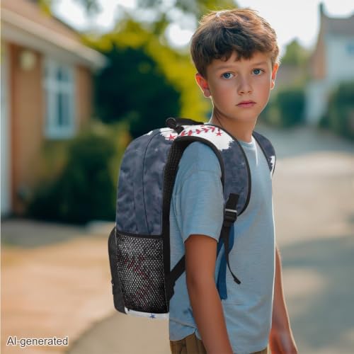 Baseball 3PCS Kids School Backpack for Boys Girls, 3 in 1 Set Student Teens School Bag 17 Inch Bookbag with Lunch Bag Pencil Case - color: Baseball