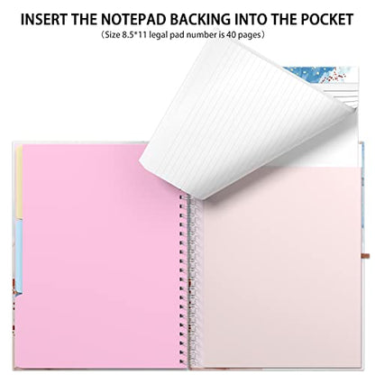 Rimilak Spiral Clipboard Folio with Refillable Lined Notepad, 14.5 x 9.8 In, Hardcover Cover with 5 Interior Pockets, Elastic Band and Pen Loop Series. Cute Stylish Clipfolio, Abstract Marble - color: Abstract Marble