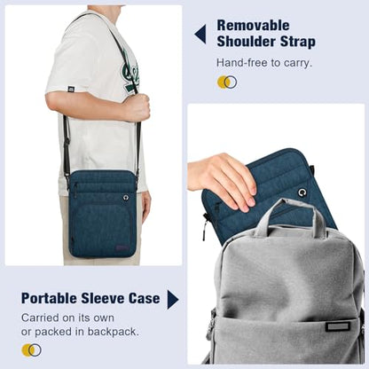 MoKo 13 Inch 360° Protective Tablet Sleeve Shoulder Bag with Earphone Hole | Fits iPad Pro 13-inch M5, iPad Air 13-inch M4, iPad Pro 12.9-inch and Galaxy Tab S9/S8 Plus 12.4-inch, Indigo - color: Indigo, style: 12.9 Inch