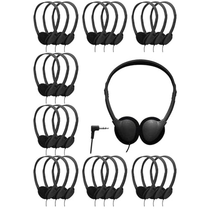 25 Pack Headphones Bulk for School Wired Student Earphones for Classroom with Adjustable Headband On-Ear Class Set Headsets Individually Packed（Black）