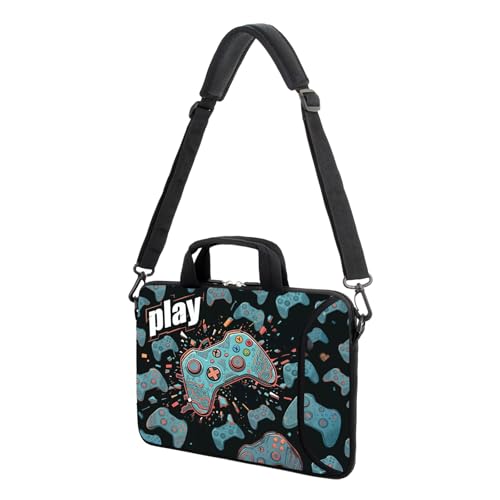 AMARY 13" 13.3" laptop sleeve chromebook case adjustable shoulder strap with handle accessory pocket (Games-1) - color: Games-1