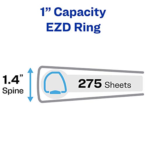 Avery Heavy-Duty View 3 Ring Binder, 1" One Touch EZD Rings, 1 Pacific Blue Binder (79772) - size: 1"