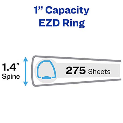 Avery Heavy-Duty View 3 Ring Binder, Extra Wide, 1" EZD Rings, 1 White Binder (01318) - size: 1"