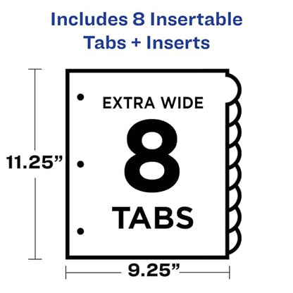 Avery Plastic 8-Tab Binder Dividers with Pockets, Style Edge Insertable Multicolor Tabs, 1 Set (11293)