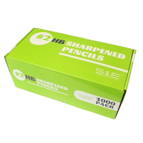 S & E TEACHER'S EDITION 1000 Count Pre-sharpened #2 Pencils with Erasers – Bulk Yellow Woodcase HB Lead Pencils for School Districts, Testing Centers, Churches & Offices – No.2 Pencil Case Pack