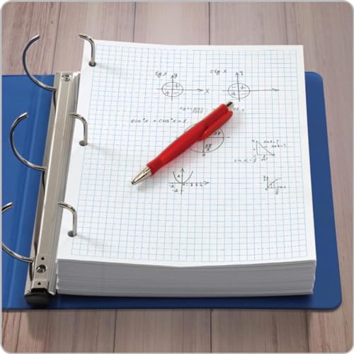 The Office-Pros Graph Paper, Loose Leaf Paper, 3 Holed Punches Paper, Ring Binder Paper - 8.5" x 11" - Graph Paper - 80 Sheets