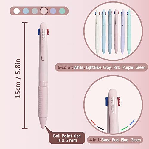 Pack of 12 Multicoloured Ballpoint Pens, 4-in-1 Retractable Multicoloured Pen, Smooth 0.5 mm Pen Multipack for Office, School Supplies, Students, Children, Gift