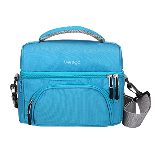 Bentgo Deluxe Lunch Bag - Durable and Insulated Lunch Tote with Zippered Outer Pocket, Internal Mesh Pocket, Padded and Adjustable Straps, & 2-Way Zippers - Fits All Lunch Boxes (Blue) - color: Blue