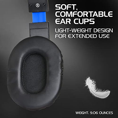 ENHANCE GX-H5 Gaming Headset with Microphone - Universal Gaming Headset for PS4, PS5, Xbox, PC, Switch with Adjustable Headband, Volume Controller, USB Sound-Isolating Earcups, Splitter Cable (Blue) - color: Blue