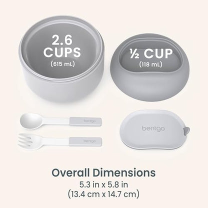 Bentgo Bowl - Insulated Leak-Resistant Bowl with Snack Compartment, Collapsible Utensils and Improved Easy-Grip Design for On-the-Go - Holds Soup, Rice, Cereal & More - BPA-Free, 21.2 oz (Gray) - color: Gray