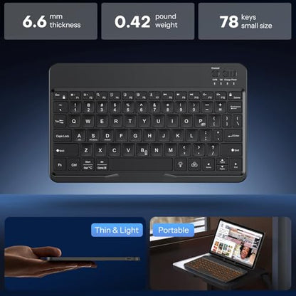 OMOTON Rechargeable Ultra-Slim Keyboard with Upgrade Oversize Keycaps, Adjustable Stand and Backlit, Wireless Bluetooth Keyboard for Samsung Tablet, iPad, Smartphone, Android, iOS, Windows, Black - color: Black