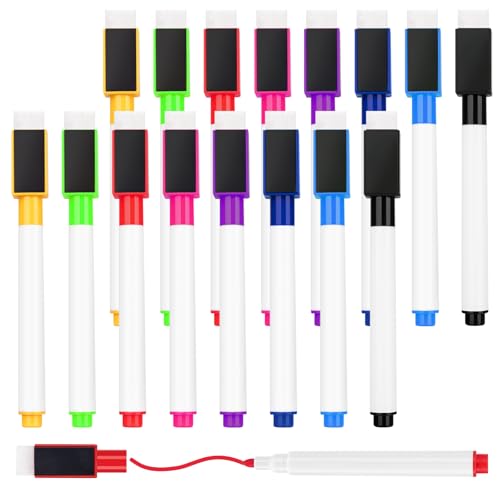 16 Pcs Colorful Magnetic Dry Erase Markers with Eraser Cap, White Board Mini Dry Erase Markers Bulk, Fine Point Tip White Board Markers for Teachers Office School Supplies - size: 1 Count (Pack of 16)