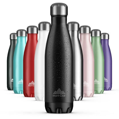 Mont-Clair Stainless Steel Water Bottle, Vacuum insulated - BPA Free, 12h Hot & 24h Cold Drinks, Metal Water Bottle 500ml Leakproof, Ideal for Adult, Kids, Running - Black - color: Black, style: 17 Ounces