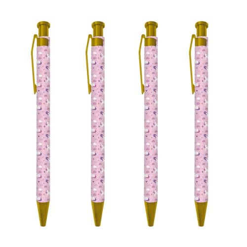 Ballpoint Pen 4Pcs Click Black Ink Metal Retractable 1.0 mm Medium Ballpoint Pens Quick Dry for Office School (Colorful Animal) - color: Colorful Animal