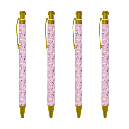 Ballpoint Pen 4Pcs Click Black Ink Metal Retractable 1.0 mm Medium Ballpoint Pens Quick Dry for Office School (Colorful Animal) - color: Colorful Animal