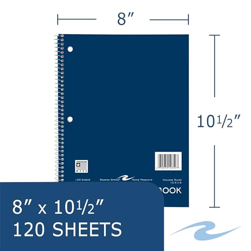 Roaring Spring College Ruled 3 Subject Notebook, Wirebound Writing Notebook, 4 Pack, 120 Sheets, 8 x 10.5 Inches, Made in USA, Ideal for Students, School, & Office - size: 3 Subject