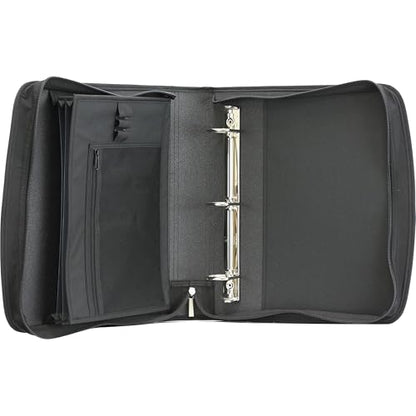 Five Star Zipper Binder, 2-Inch Capacity, 3 D-Rings, Exterior Zippered Pockets, Interior Mesh Pouch, Easy Grip Spine, Black Cover (66352)