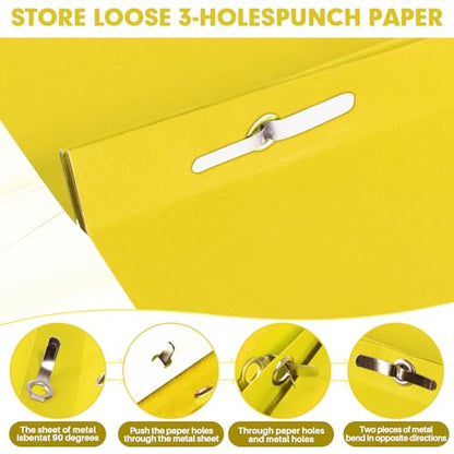 Two Pocket Folders, RAZCC 50 Pack Two Pocket Folders with Prongs, 3 Prong Folders Fit Letter Size Paper, Pocket File Folders for School Office Home Business, Yellow - color: Yellow
