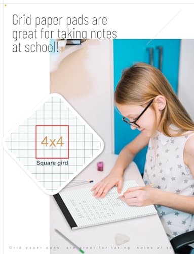 Zaviko Graph Paper Pad 8.5 x 11, 2 Pack, 4x4 Graph Ruled, Grid Paper Pad 8-1/2" x 11", Blueprint Quadrille Pad, Easy Tears Off, Grid Pad Notebook 8.5 x 11, White 70 GSM Graft Paper, 30 Sheets/Pad - size: 8.5 x 11.75 Inch, style: White-Squared-2 Pack(30 Sh