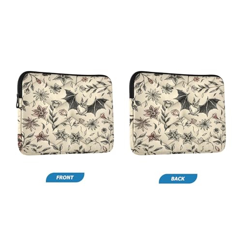 Cute 13 Inch Goth Bat Flowers Laptop Sleeve - Waterproof Computer Cover Bag for Women & Men - color: Goth Bat Flowers 01