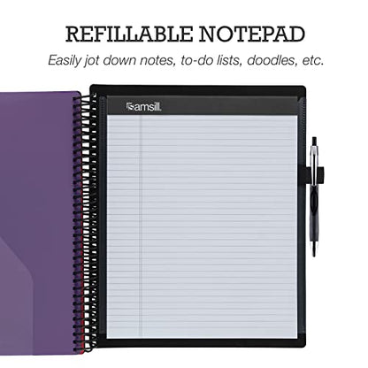 Samsill 2 Pack Deluxe 24 Pocket Spiral Project Folder Organizer with 12 Dividers, Notepad, Customizable Front Cover, Erasable Write On Tabs in Fashion Colors, Plastic Folders with Pockets