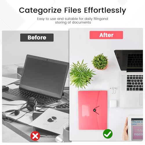6 Pack Accordion File Organizer Expanding File Folder with 13-Pockets, A4 Letter Size Paper Document Receipt Holder for School Office Supplies